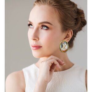 Vintage Limoges France Earrings | Elegant Mid-Century Clip-On Jewelry